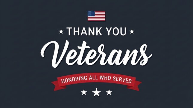 Thank you veterans with american flag ribbon