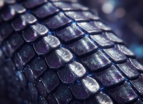 Macro close-up of iridescent dark blue reptile scales with detailed textured pattern