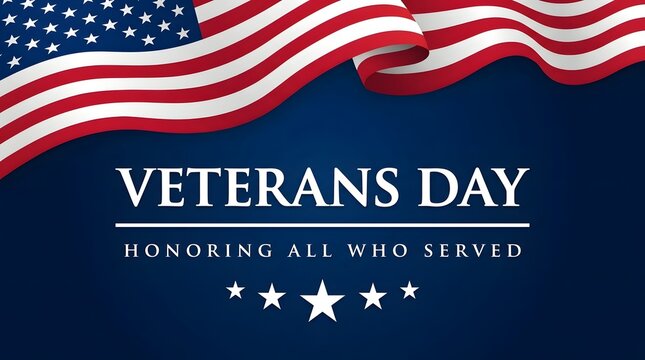 Patriotic veterans day poster with american flag and stars navy
