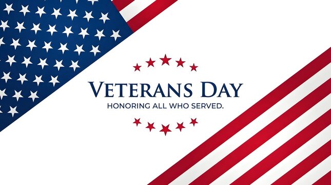 Patriotic veterans day with american flag stars and bold text white