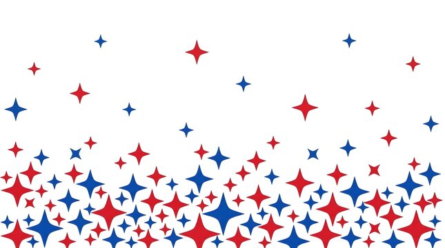 Red, blue, and white geometric pattern with star and cross shapes