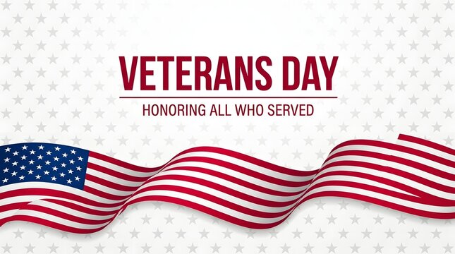 Red, white, and blue american flag waving ribbon for veterans day