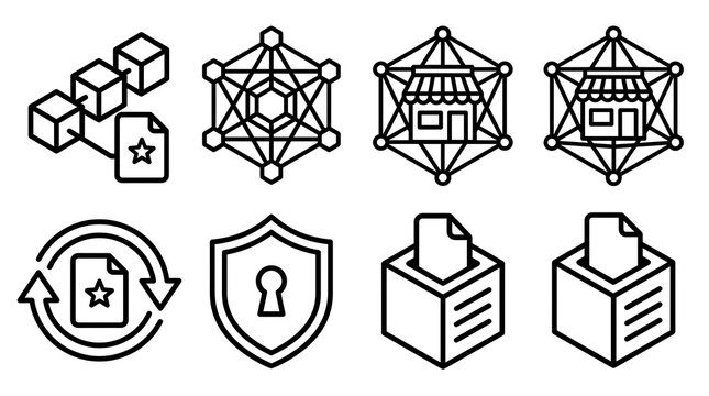 Blockchain and Digital Security Icon Set