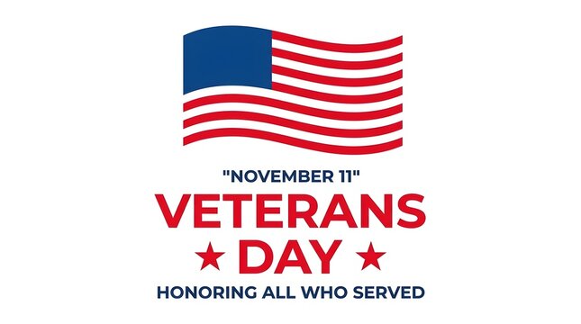 Red, white, and blue american flag with veterans day text stripes stars