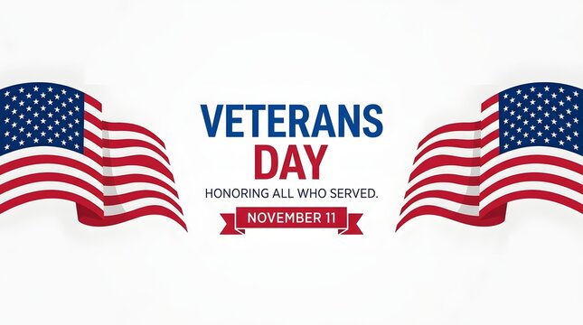 Red, white, and blue ribbon for veterans day, november 11 flag stars stripes