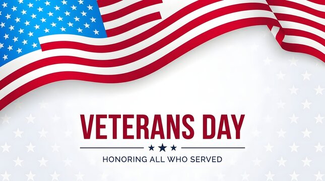 Red, white, and blue ribbon for veterans day celebration flag stars stripes