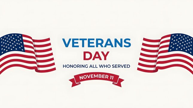 Red, white, and blue ribbon honoring veterans day, november 11 stars