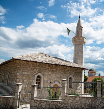 Mehmed spahi Zvizdic mosque in Gacko, Bosnia and Herzegovina. No people.