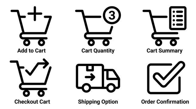 E-commerce Shopping Cart and Logistics Icon Set