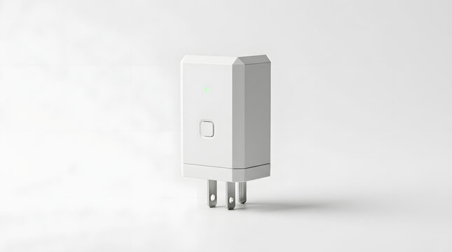 Modern smart electrical plug on minimalist white surface