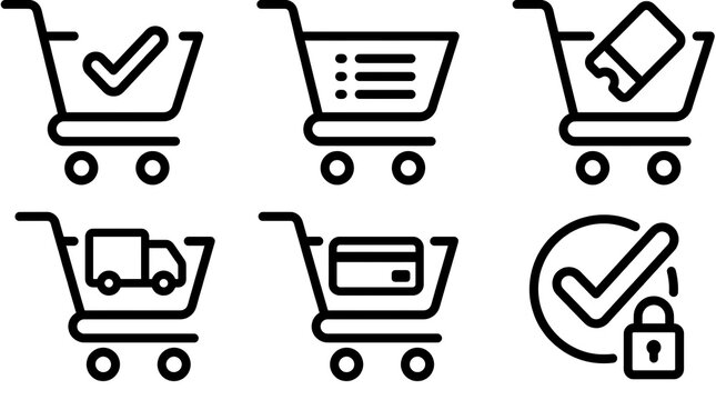 E-commerce Shopping Cart Icon Set for Online Retail