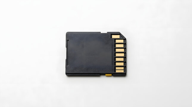 Generic SD memory card on minimalist white surface