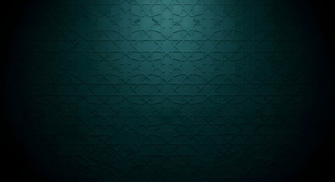 Intricate islamic geometric pattern teal background seamless vector design