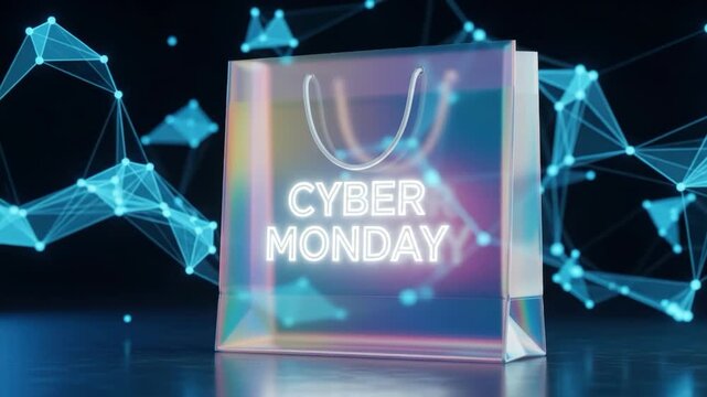 technology cyber monday transparent shopping bag