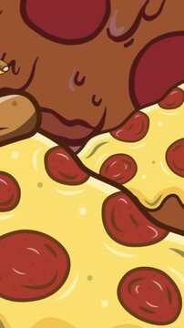 Animation of pizza icons over red background