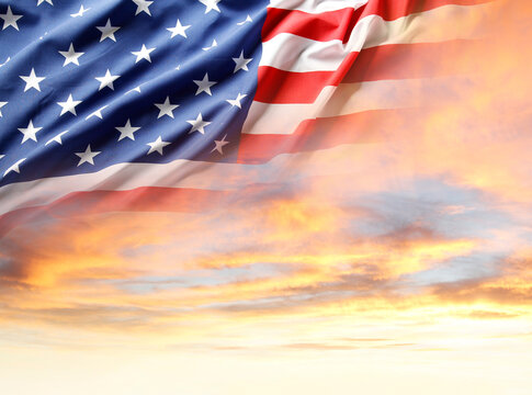 Flag and sunny sky