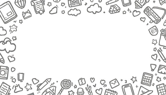 Hand Drawn School Supplies Border
