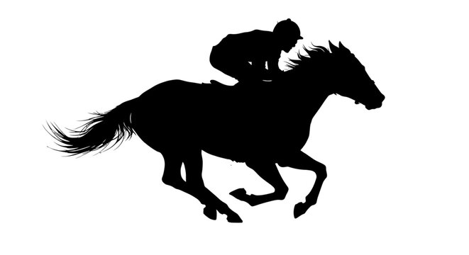 Horse Racing Jockey Silhouette Vector Illustration