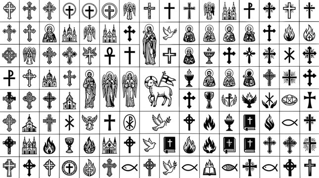Religious Symbols Icons Mega Vector Collection