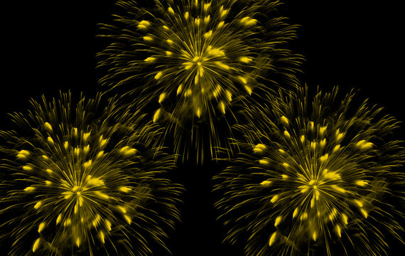 Fireworks Brushes Set &ndash; Golden Yellow Sparkler Explosion Isolated on Black Background for Adobe Photoshop