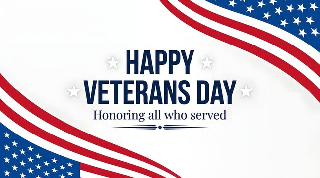 Happy veterans day greeting with american flag and star pattern stars stripes white