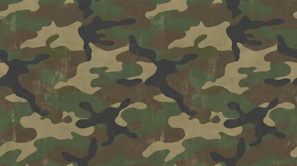Fototapeta premium Seamless Military Camouflage Background Texture with Woodland Green and Brown Organic Pattern for Tactical, Outdoor and Military Designs