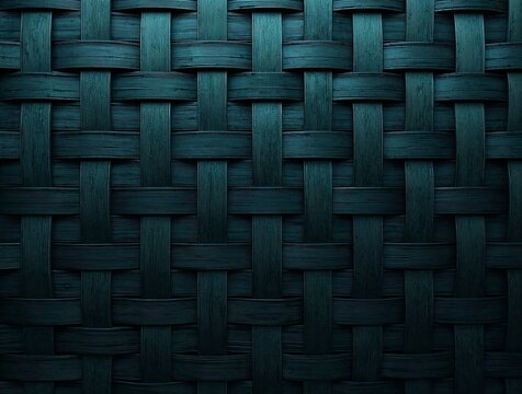 Detailed teal basket weave pattern background with interwoven material background backdrop structure artistic
