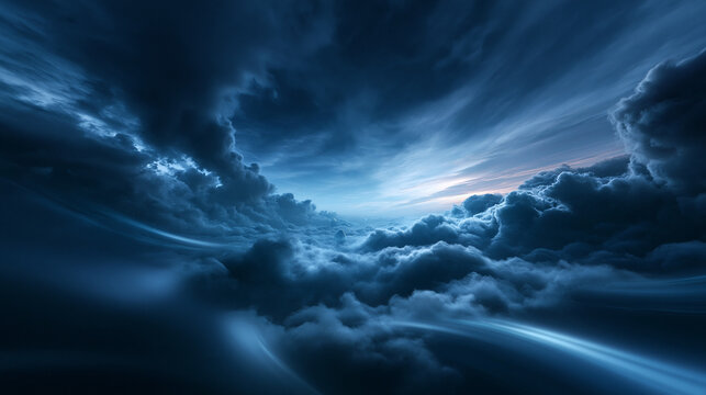 Dramatic Dark Storm Clouds over the Horizon at Dusk