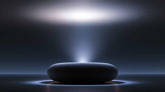 Smart Speaker with Glowing Light in Dark Futuristic Environment