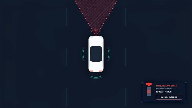 Autonomous Vehicle Sensor Error Animation with Dashboard Interface