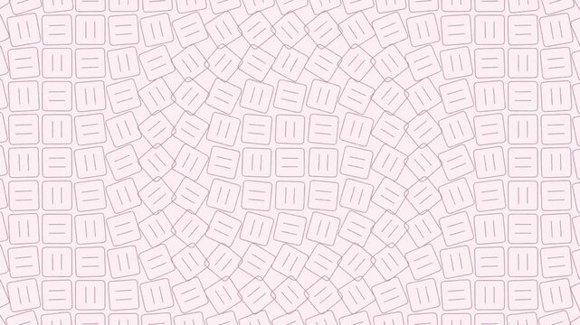 Abstract pink geometric pattern with warping rounded squares and minimalist lines in a seamless moving loop
