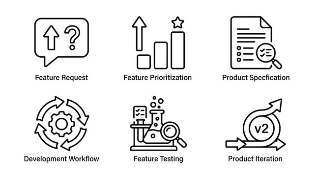 Product Management and Software Development Line Icon Set