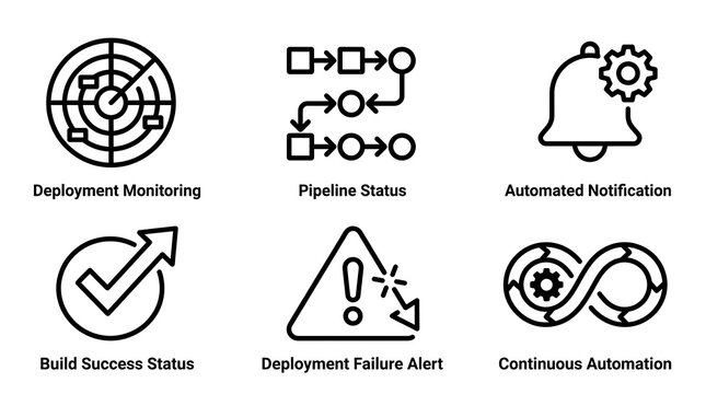 DevOps and Software Deployment Automation Linear Icon Set