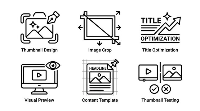 Social Media Content and Video Optimization Icon Set