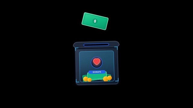 Corporate Cash Donation Box Animation with Heart Symbol Motion Graphics Loop