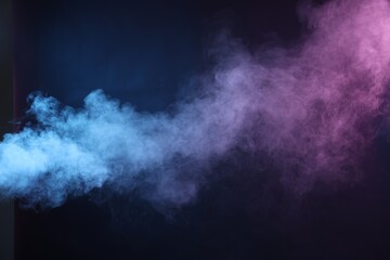 Fototapeta premium Beautiful smoke in neon lights on dark background