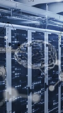 Animation of data processing over server room