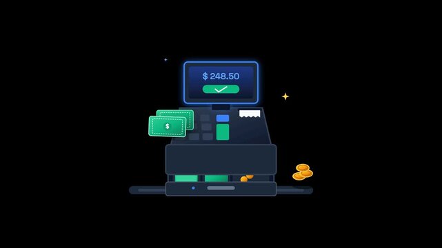 Corporate Cash Register Payment Counter Modern Animated Loop for Retail Business Footage