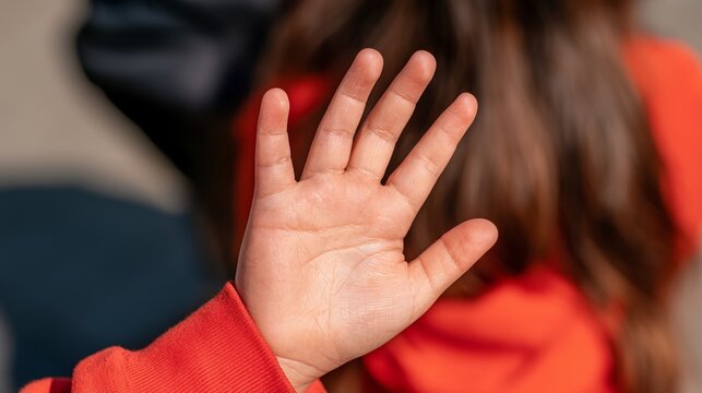 Waving Hand of Child in Red Jacket