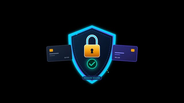 Corporate Escrow Payment Service Motion Graphic with Shield and Padlock Animation