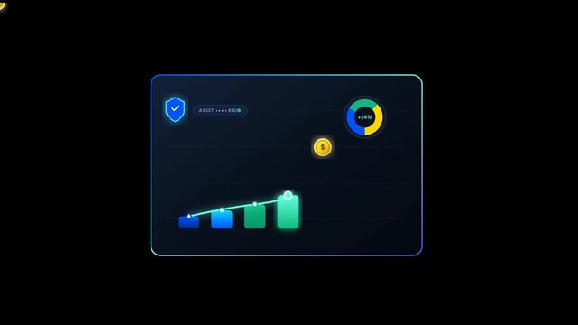 Corporate Financial Asset Management Animated Neon Dashboard Motion Background Footage