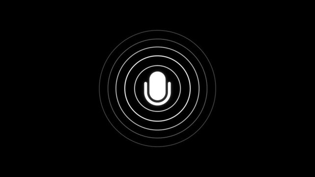 Microphone icon animation with pulsing circular sound waves
