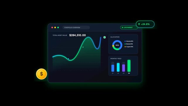 Corporate Investment Portfolio Dashboard with Dynamic Data Visualization Motion Graphics
