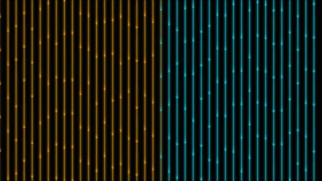 Abstract background featuring parallel vertical glowing lines in vibrant orange and cyan colors creating a modern tech digital texture motion, animation, loop, video
