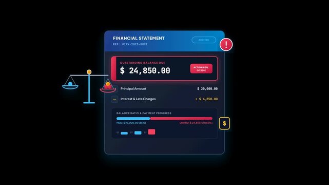 Corporate Financial Report Showing Outstanding Balance Animation Motion Graphics Footage