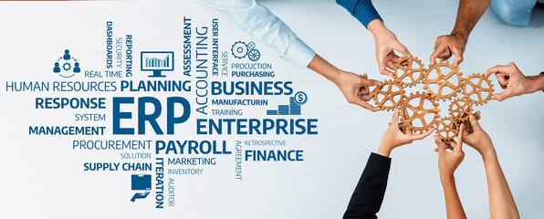 Obraz premium This image showcases a collaborative effort in business planning and enterprise resource management, emphasizing teamwork and innovative strategies in a professional setting. Amity