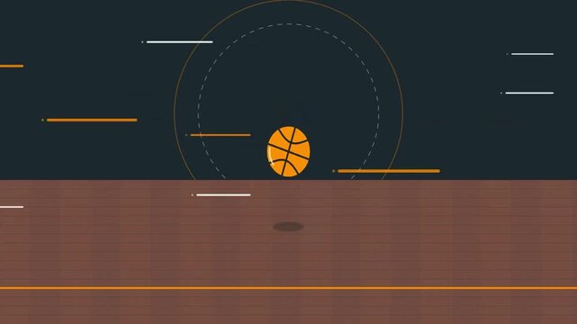 Animated video of a rolling basketball