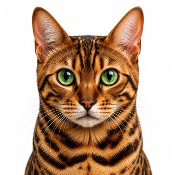 Premium semi-realistic digital illustration of a striking Bengal cat