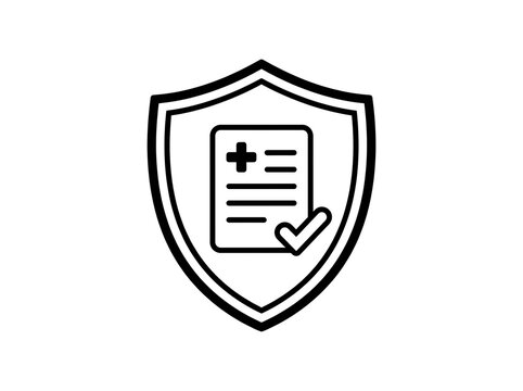 Shield icon with medical document and checkmark