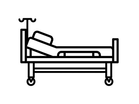 Hospital bed with iv pole vector illustration